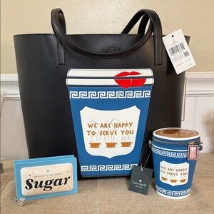 Kate Spade Coffee Break Bundle. Tote,coin pouch and crossbody. All NWT. MRSP$946